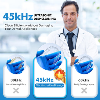 45kHz Ultrasonic Retainer Cleaner – 200ML Dental & Jewelry Cleaner