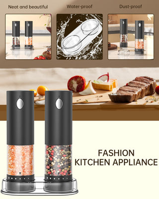 2-Pack Rechargeable Electric Salt & Pepper Grinders – 6-Level Adjustable