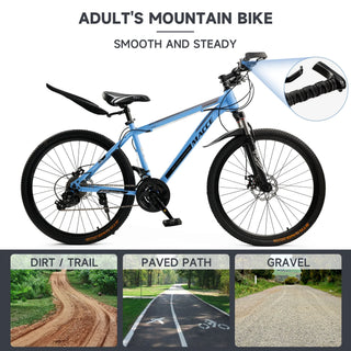 Blue Mountain Bike 26 Inch for Adult, 27-Speed Dual Suspension